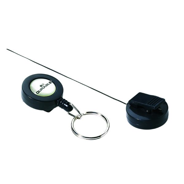 Durable Badge Reel Keyring Charcoal 10 Pack 8222 58 Printer Base