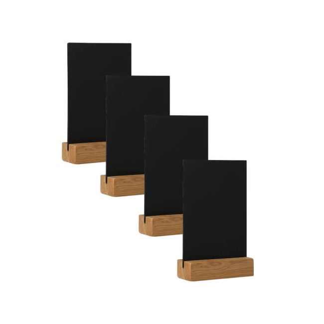 Deflecto Double Sided A5 Countertop Chalkboard Information Display Dark Oak (Pack of 4) TCB-A5-OAKX4 image 1