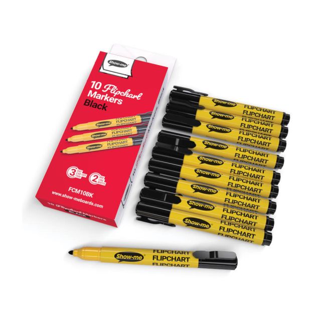 Show-me Flipchart Markers Black (Pack of 10) FCM10BK image 2
