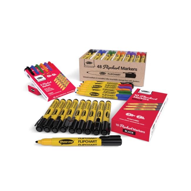 Show-me Flipchart Markers Black (Pack of 10) FCM10BK image 4