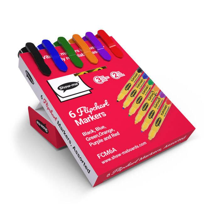 Show-me Flipchart Markers Bullet-Tip Assorted (Pack of 6) FCM6A image 1