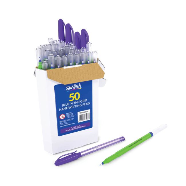 Swash Handwriting Pens Blue + 5 FOC Swash Handwriting Pens Purple Pack of 55 THW50BU image 1