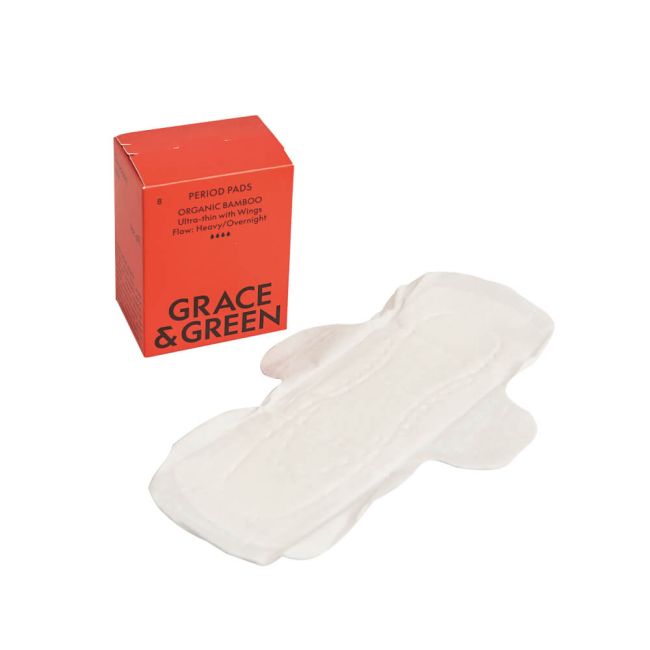 Grace and Green Organic Cotton Bamboo Heavy Period Pads (Pack of 8) GGBAMNIGHT05 image 2