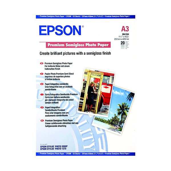 Epson Semi Gloss A3 Photo Paper Pk20 image