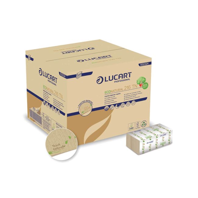 Lucart Professional Interfolded Napkins EcoNatural 216TN 150x40 Sheets (Pack of 6000) 832324B image 1
