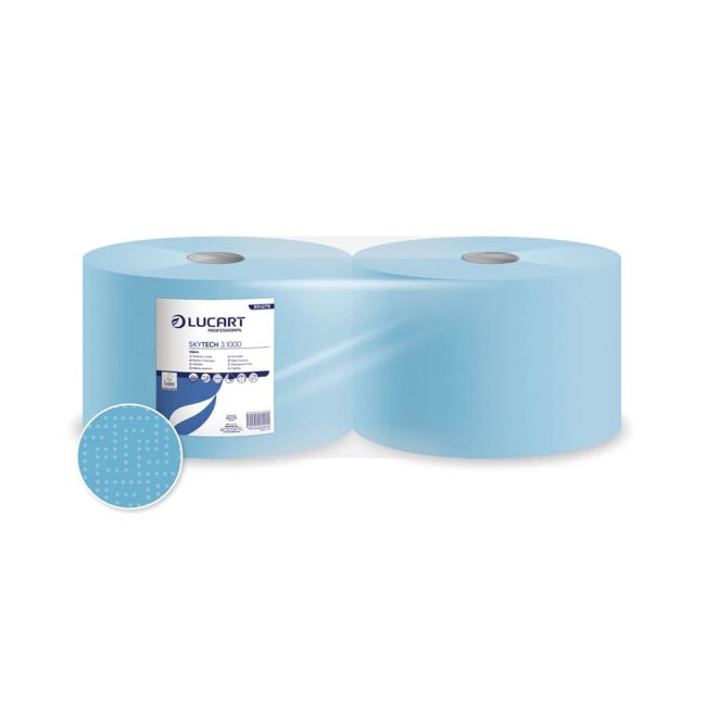 Lucart Professional Skytech 3.1000 Floorstand 3-Ply Paper Roll Blue (Pack of 2) 851279A image 1