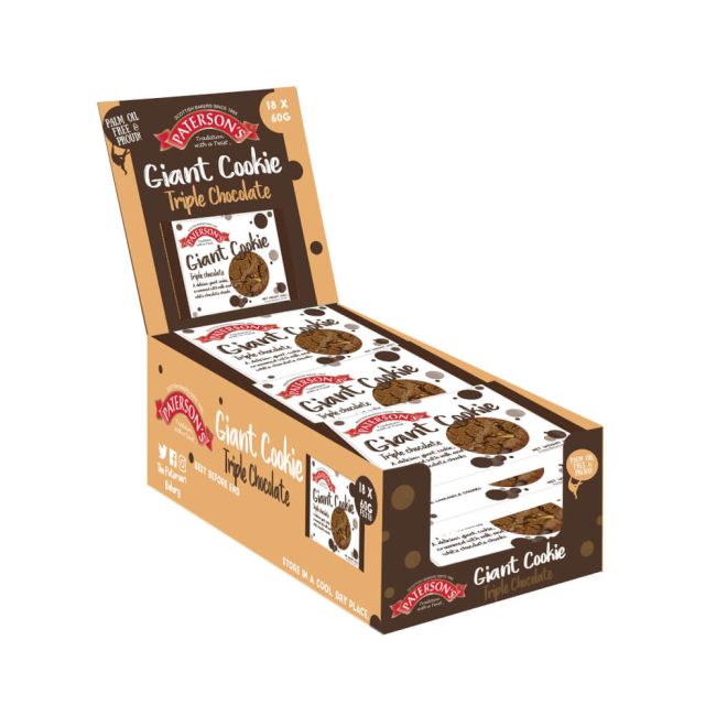 Patersons Giant Cookie Triple Chocolate 60g (Pack of 18) F5318 image 2