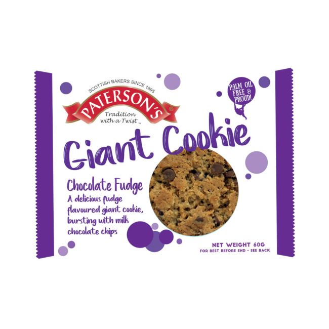 Patersons Giant Cookie Chocolate Fudge 60g (Pack of 18) F5319 image 1