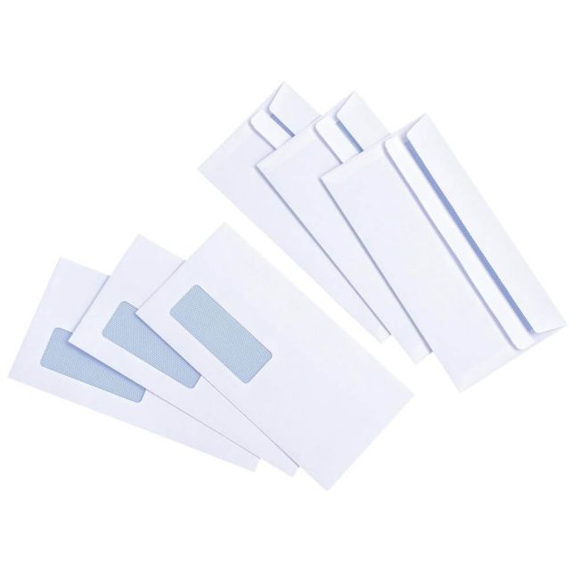 5 Star Envelopes Wallet Press Seal Window 90gsm DL 110x220mm White (Pack of 1000) image 1