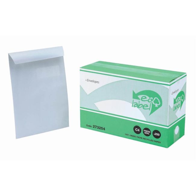 5 Star Envelopes Recycled Pocket Self Seal Window 90gsm C4 324x229mm White (Pack of 250) image 1