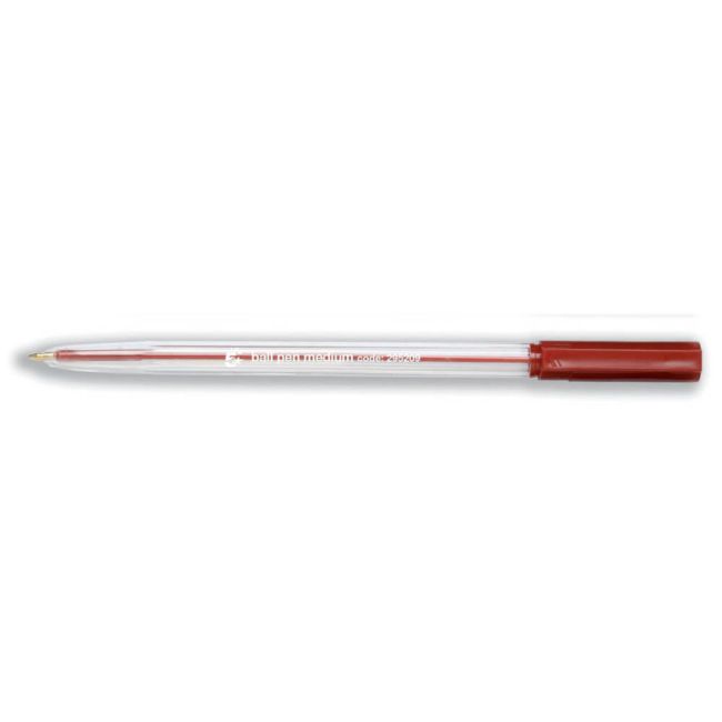 5 Star Office Ball Pen Clear Barrel Medium 1.0mm Tip 0.7mm Line Red (Pack of 50) image 1