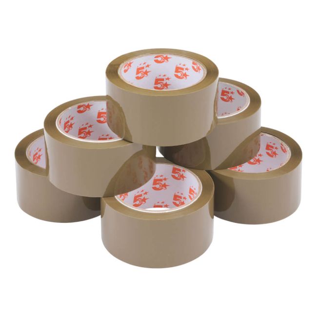 5 Star Office Packaging Tape Polypropylene 48mmx66m Buff (Pack of 6) image 2