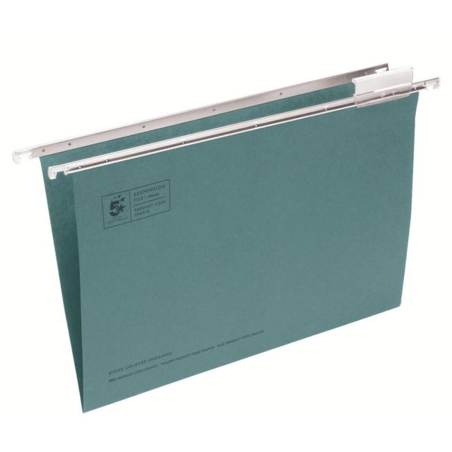 5 Star Office Suspension File Tabs Inserts Manilla 15mm V-base 180gsm Foolscap Green (Pack of 50) image 1