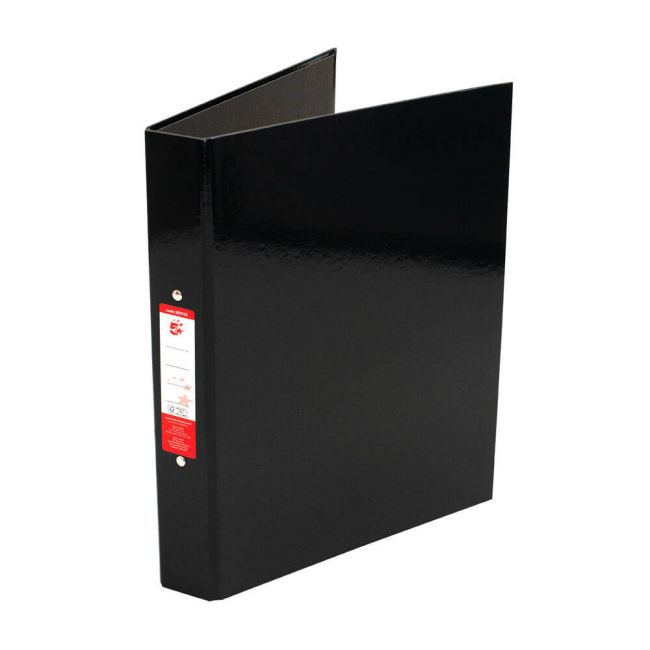 5 Star Office 2 O-Ring Binders A4 Black (Pack of 10) image 1