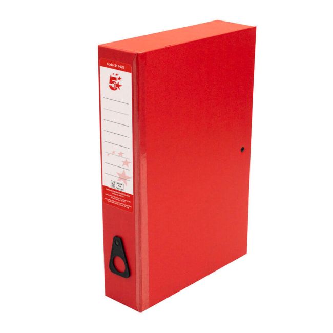 5 Star Office Classic Box File Foolscap Red (Pack of 10) image 1