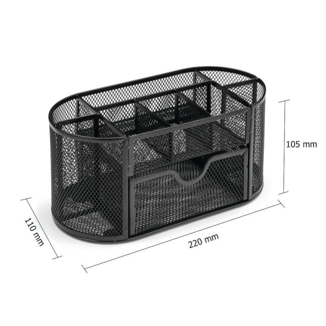 5 Star Office Desk Organiser Mesh Scratch Resistant with Non Marking Rubber Pads Black image 2