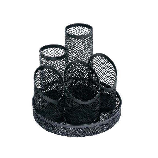 5 Star Office Desk Tidy Wire Mesh Scratch Resistant Non-Marking Base 5 Compartment Black image 1