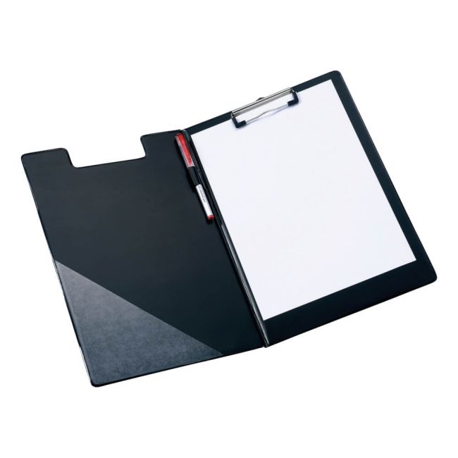 5 Star Office Fold-over Clipboard with Front Pocket Foolscap Black image 2