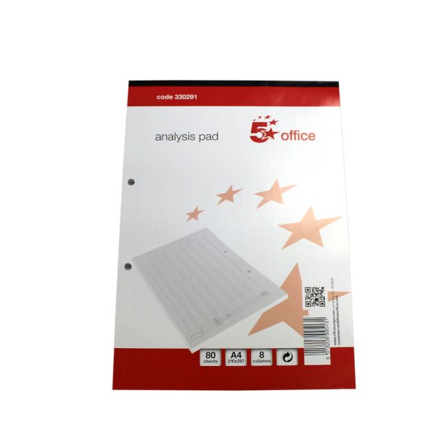 5 Star Office Analysis Pad 8 Cash Column 80 Sheets A4 image 1