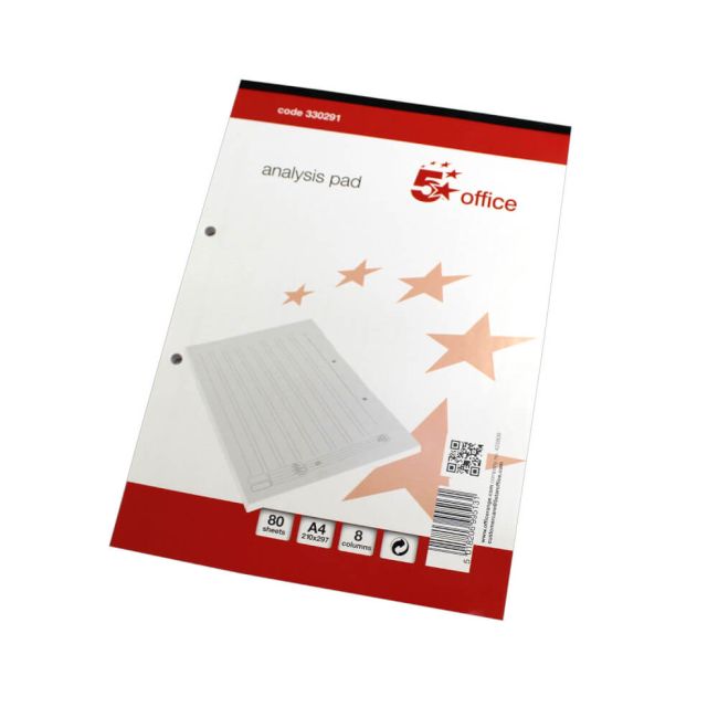 5 Star Office Analysis Pad 8 Cash Column 80 Sheets A4 image 3