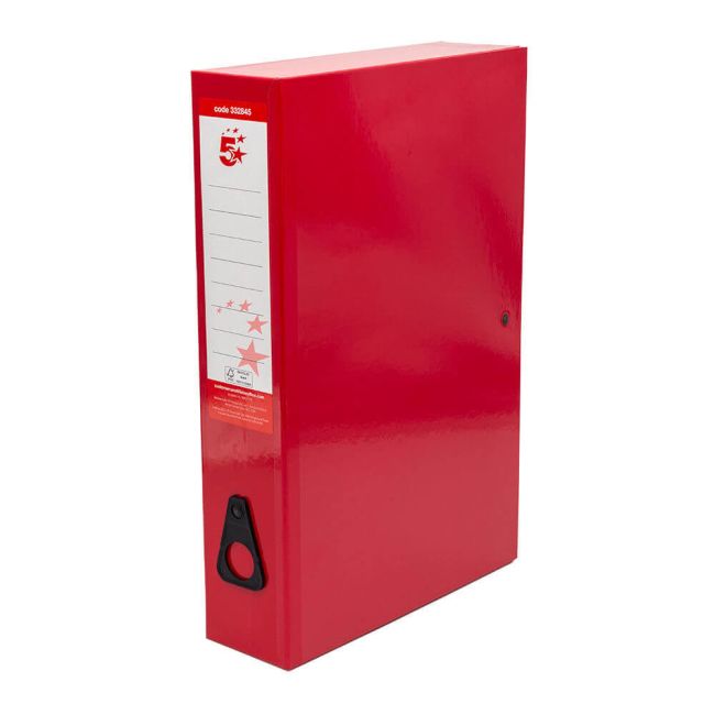 5 Star Office Box File Foolscap Red (Pack of 5) image 1