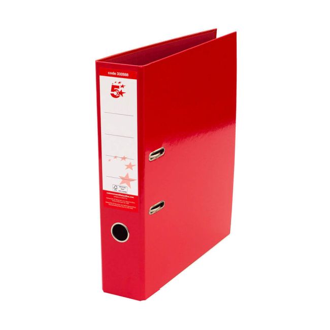 5 Star Office Lever Arch File Foolscap Red (Pack of 10) image 1