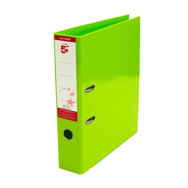 5 Star Office Lever Arch File Foolscap Green (Pack of 10) image 1