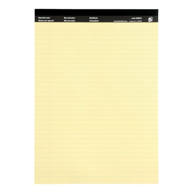 5 Star Office Executive Pad Headbound 65gsm Ruled Perforated 100pp A4 Yellow (Pack of 10) image 1