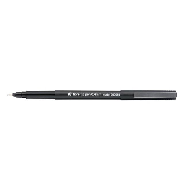5 Star Office Fibre Tip Pen Medium 0.7mm Tip 0.4mm Line Black (Pack of 12) image 1