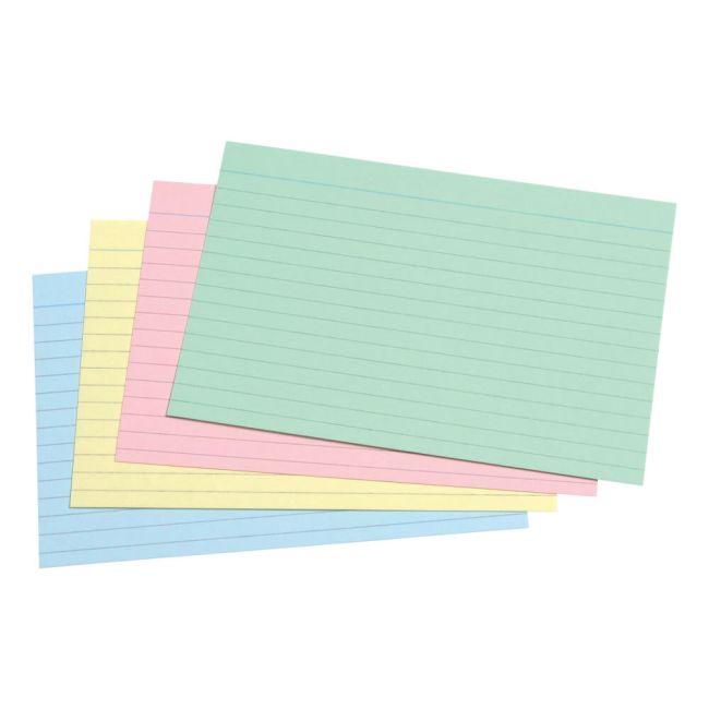 5 Star Office Record Cards Ruled Both Sides 152x102mm Assorted (Pack of 100) image 1