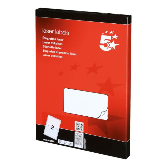 5 Star Office Multipurpose Labels Laser Copier and Inkjet 199.6x143.5mm White (Pack of 200) image 1
