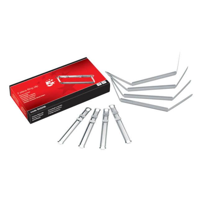 5 Star Office 2Piece Filing Clip Capacity 51mm Metal (Pack of 50) image 1