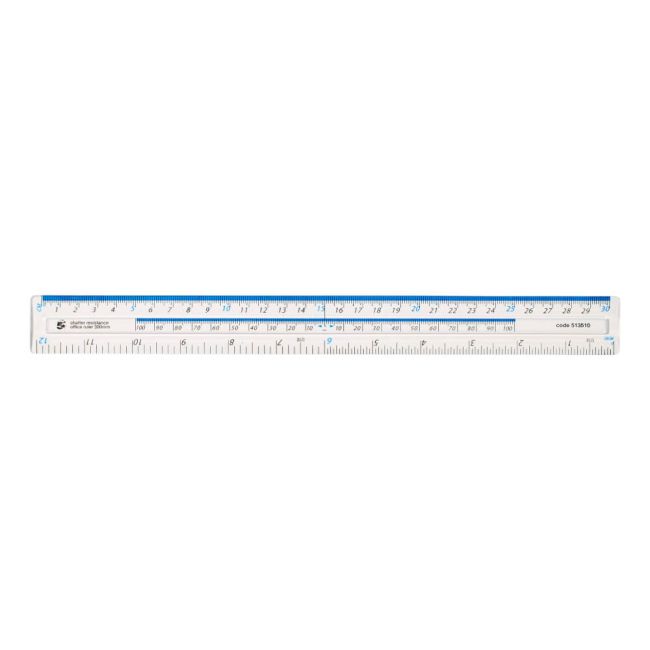 5 Star Office Ruler Plastic Shatter-resistant Metric and Imperial Markings 300mm Clear image 1