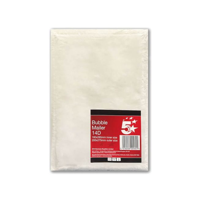 5 Star Bubble Mailer Size 14D 170x265mm Internal (Pack of 3) FS600560 image 1