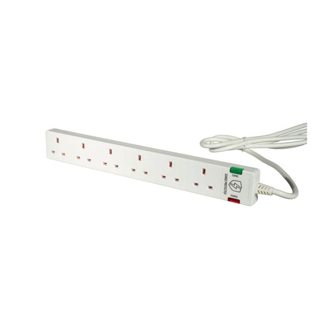 5 Star 6-Gang Surge Protection Extension Lead 2m White FS668151 image 5