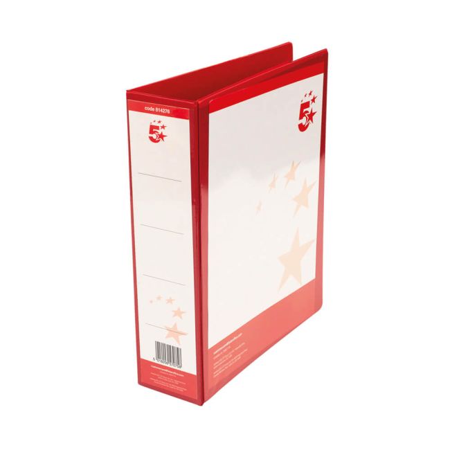 5 Star Office A4 Presentation Lever Arch File Polypropylene 58mm Red image 1