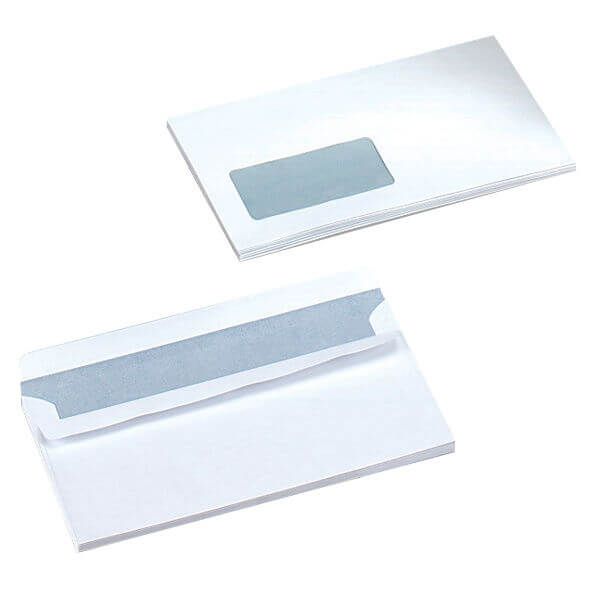 5 Star Office Envelopes Wallet Self Seal Window 90gsm DL 220x110mm White (Pack of 500) image 1