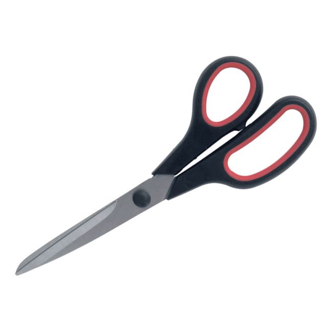 5 Star Office Scissors 210mm with Rubber Handles Stainless Steel Blades Black/Red image 1
