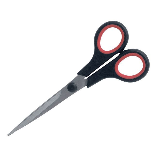 5 Star Office Scissors 155mm Rubber Handles Stainless Steel Blades Black/Red image 1