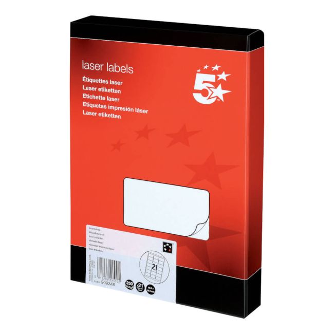 5 Star Office Multipurpose Labels Laser Copier Inkjet 63.5x38.1mm White (Pack of 5250) image 1
