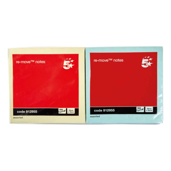 5 Star Sticky Notes Removable Pastel 76x76mm (Pack of 12) 912955 image 3
