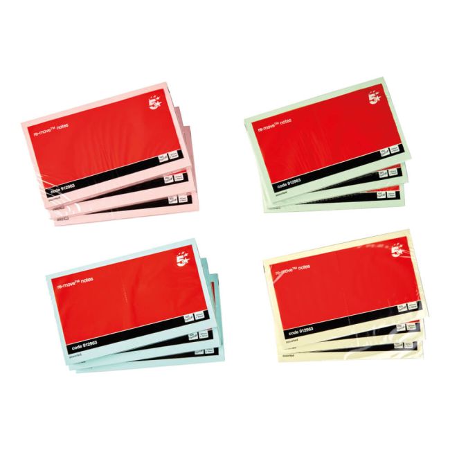 5 Star Sticky Notes Removable Pastel 76x127mm (Pack of 12) 912963 image 2
