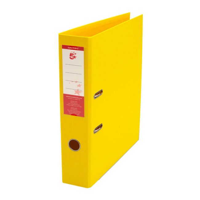 5 Star Office Premium Polypropylene Lever Arch File Foolscap Yellow (Pack of 10) image 1