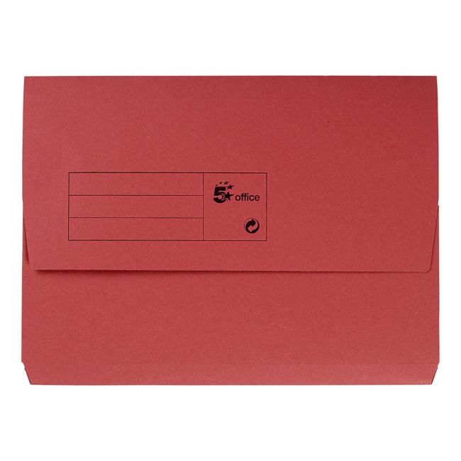 5 Star Office Document Wallet Half Flap 285gsm Recycled Capacity 32mm A4 Red (Pack of 50) image 1