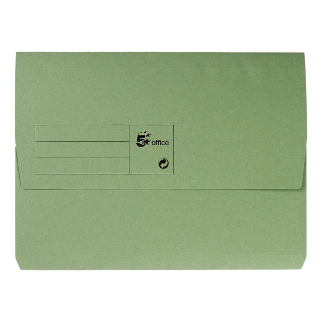 5 Star Office Document Wallet Half Flap 285gsm Recycled Capacity 32mm A4 Green (Pack of 50) image 1