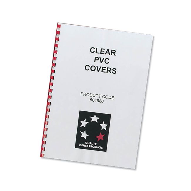 5 Star Office Comb Binding Covers PVC 200 Micron A4 Clear (Pack of 100) image 1
