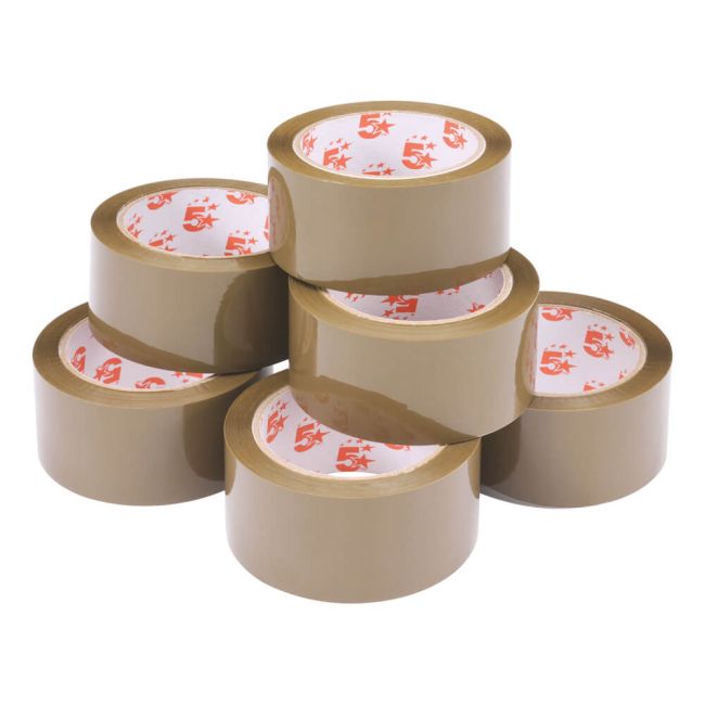 5 Star Office Packaging Tape Low Noise Polypropylene 48mmx66m Buff (Pack of 6) image 2
