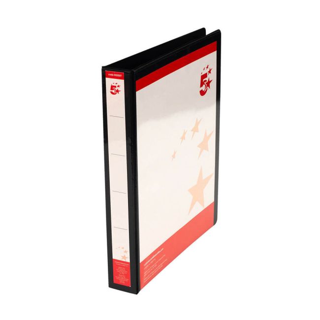 5 Star Office A4 Presentation Ring Binder Polypropylene 25mm 4D-Ring Black (Pack of 10) image 1