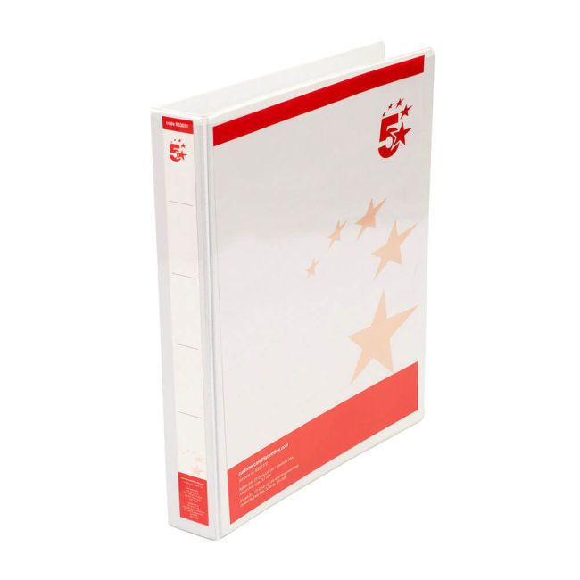 5 Star Office A4 Presentation RBnd Polypropylene 25mm 2D-Ring White (Pack of 10) image 1