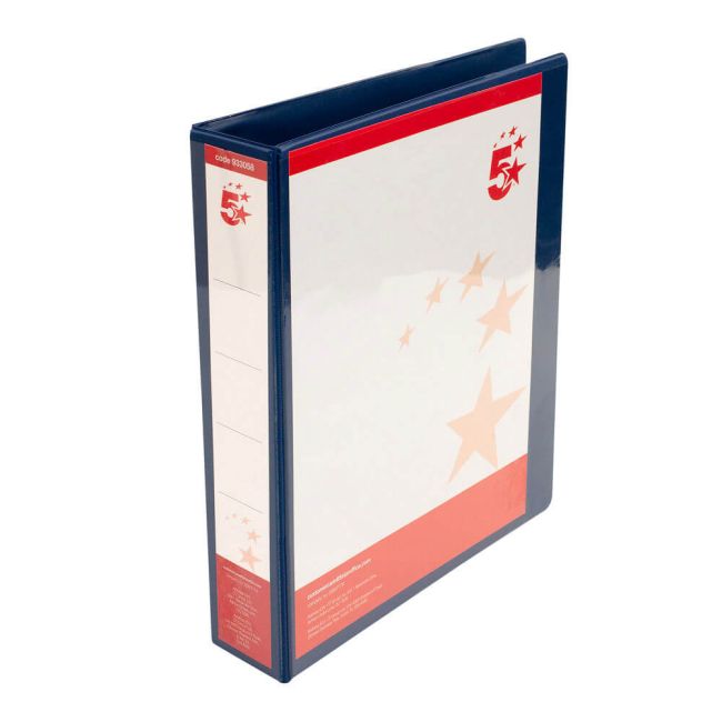 5 Star Office A4 Presentation Ring Binder Polypropylene 38mm 4D-Ring Blue (Pack of 10) image 1